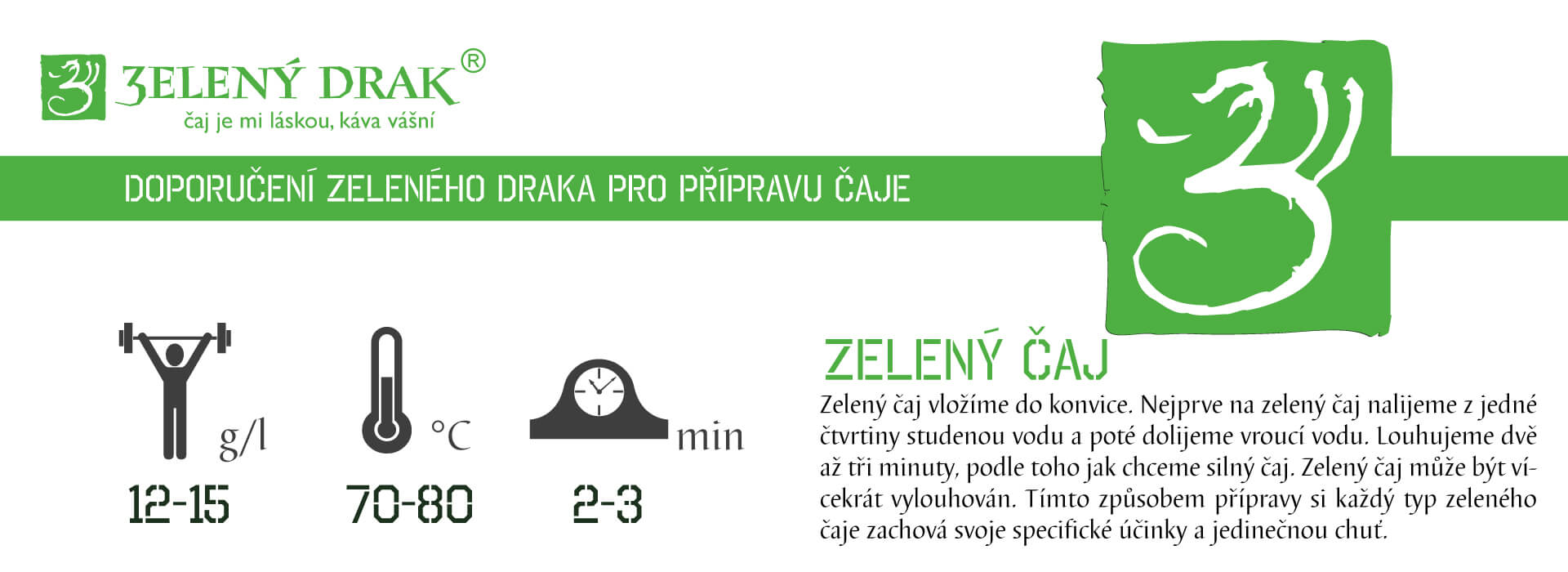 Prodej zeleného, sypaného BIO čaje. Příprava čaje od Zelený Drak čaj a káva