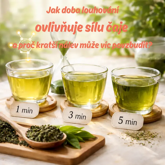 Jak doba louhování ovlivňuje sílu čaje (a proč kratší nálev může víc povzbudit?)
